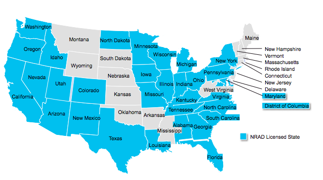 National Radiology Solutions Service Area Map